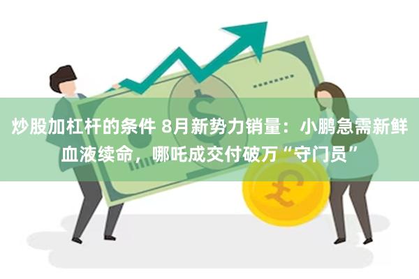 炒股加杠杆的条件 8月新势力销量：小鹏急需新鲜血液续命，哪吒成交付破万“守门员”